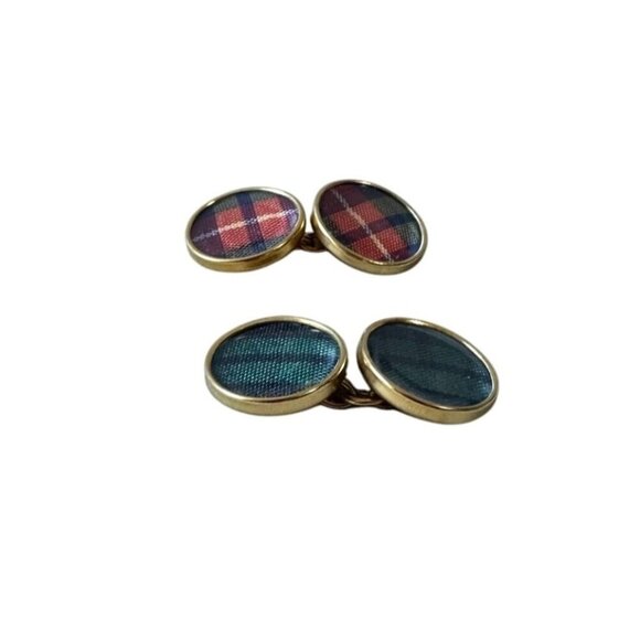 Vintage plaid cuff links, mix match plaid. from 80s - Picture 3 of 6